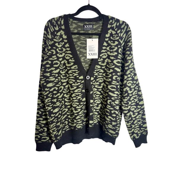 XXIII Sweaters - NWT XXIII Khaki/Blk Leopard Cardigan, Sz. L-XL
